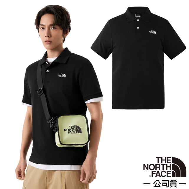 【The North Face】男 吸濕透氣棉質混紡短袖POLO衫(亞洲版型) 運動上衣/87UX-JK3 黑 N✿30E010